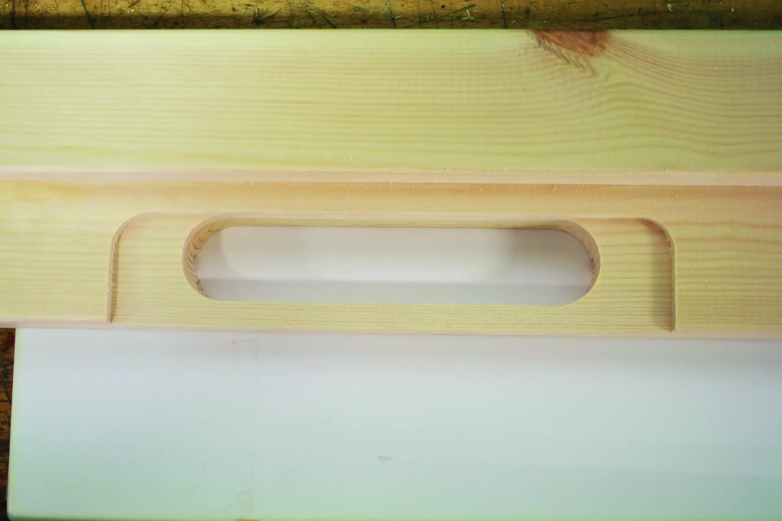 Example of milling for a lock in a doorframe